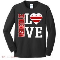 Funny Gift Love Washington D C With Washington D C Flag In A Heart  Kids Long Sleeve Shirt thumb 0