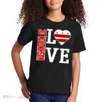 Funny Gift Love Washington D C With Washington D C Flag In A Heart  Kids T-Shirt thumb 2