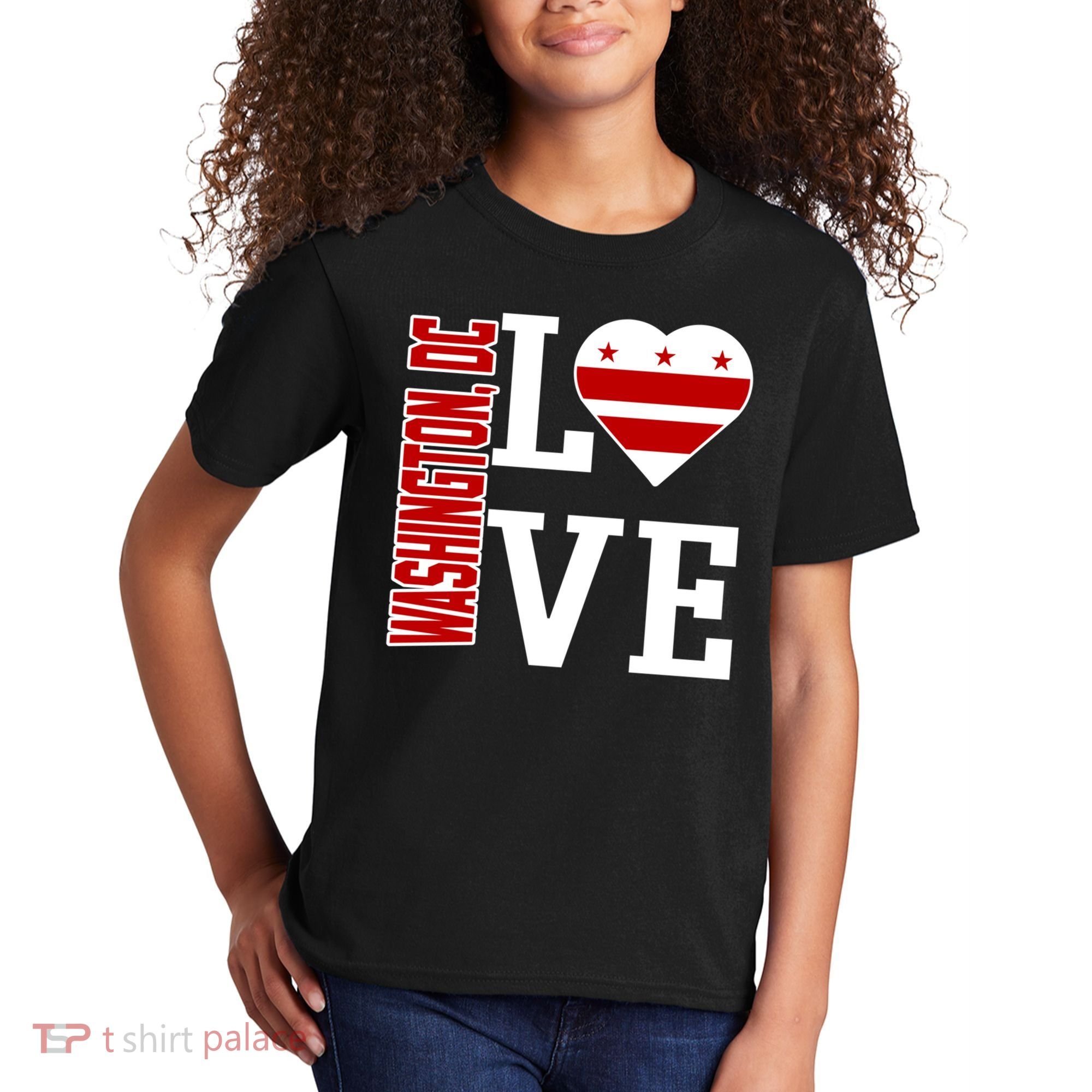 Funny Gift Love Washington D C With Washington D C Flag In A Heart  Kids T-Shirt