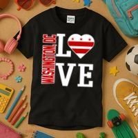 Funny Gift Love Washington D C With Washington D C Flag In A Heart  Kids T-Shirt thumb 3