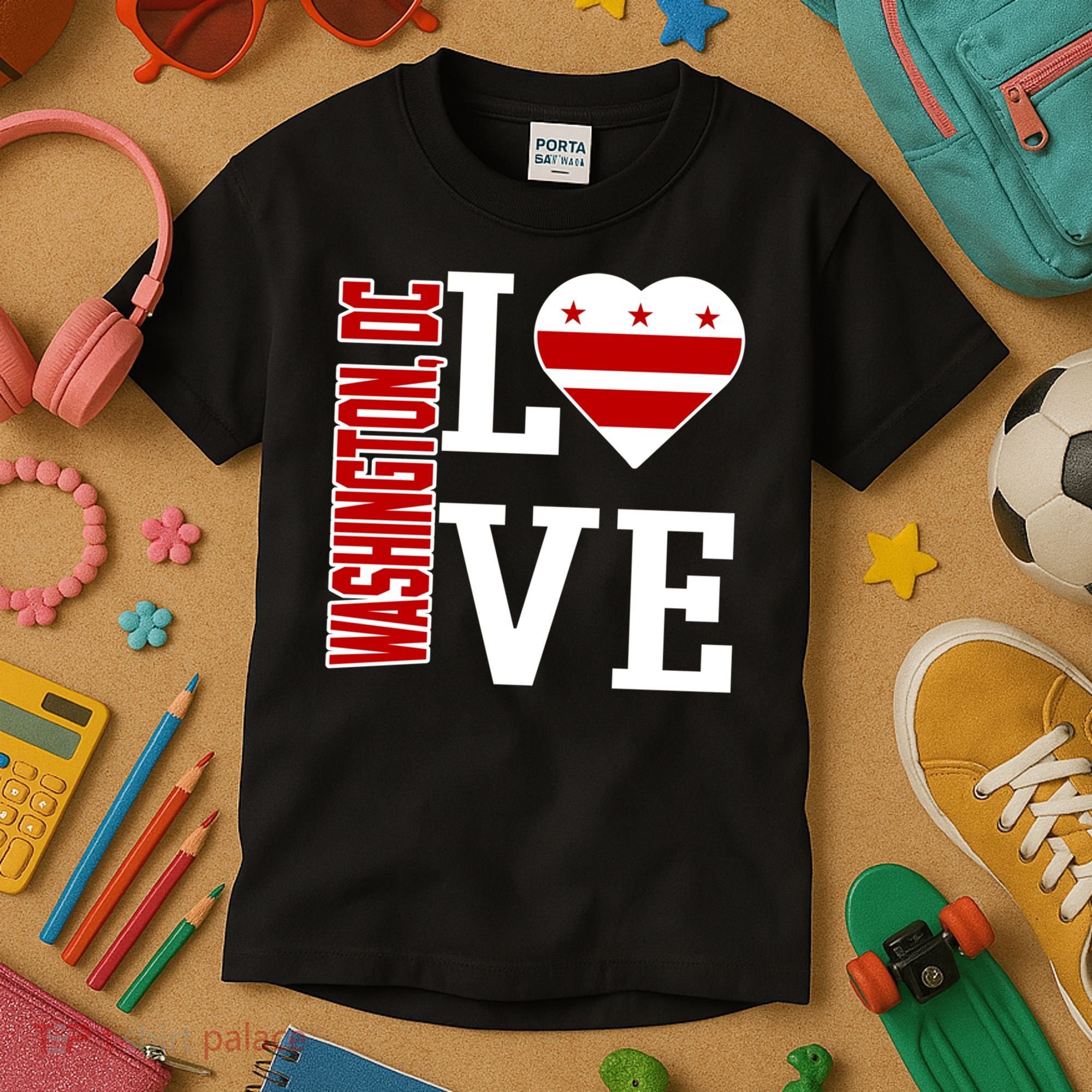 Funny Gift Love Washington D C With Washington D C Flag In A Heart  Kids T-Shirt