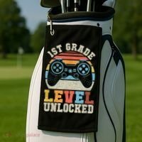 First Grade Level Unlocked Gamer 1st Day Of School Boys Golf Towel thumb 2