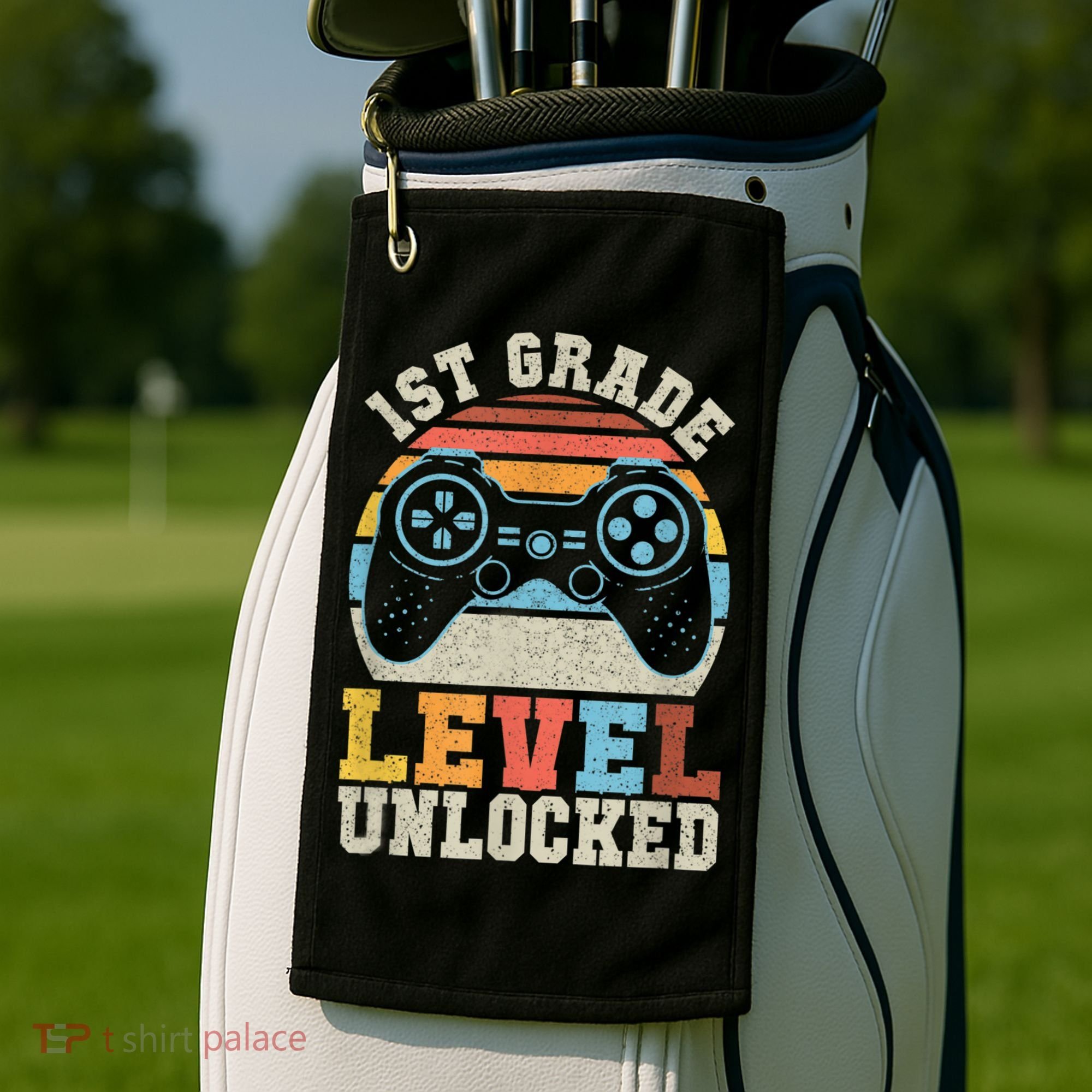 First Grade Level Unlocked Gamer 1st Day Of School Boys Golf Towel
