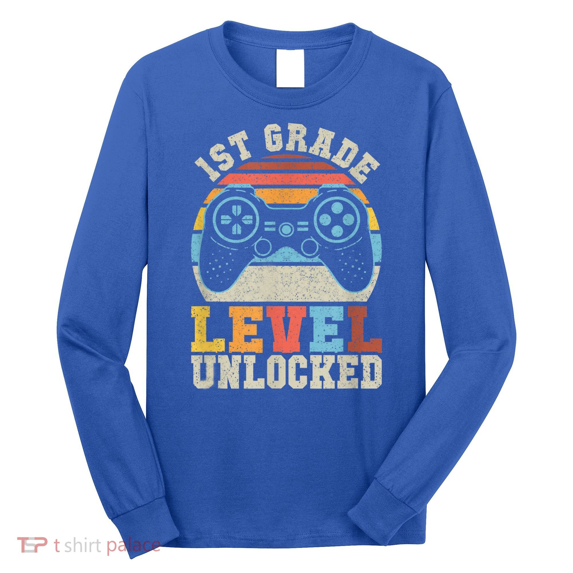 First Grade Level Unlocked Gamer 1st Day Of School Boys Long Sleeve Shirt