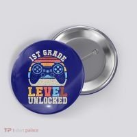 First Grade Level Unlocked Gamer 1st Day Of School Boys Button thumb 0