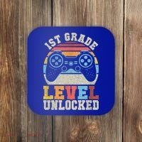 First Grade Level Unlocked Gamer 1st Day Of School Boys Coaster thumb 0