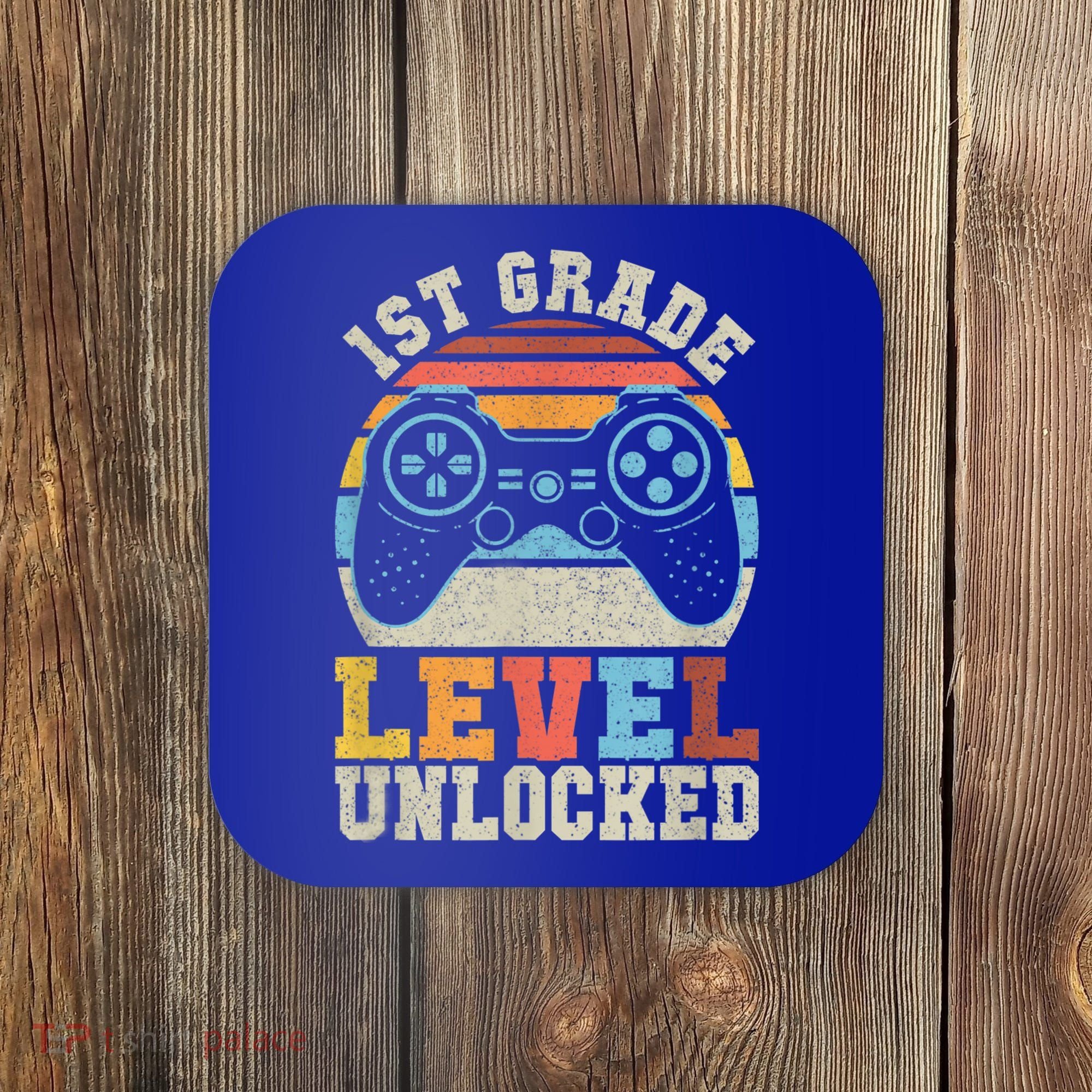 First Grade Level Unlocked Gamer 1st Day Of School Boys Coaster
