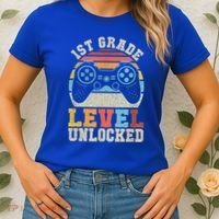 First Grade Level Unlocked Gamer 1st Day Of School Boys Women's T-Shirt thumb 2