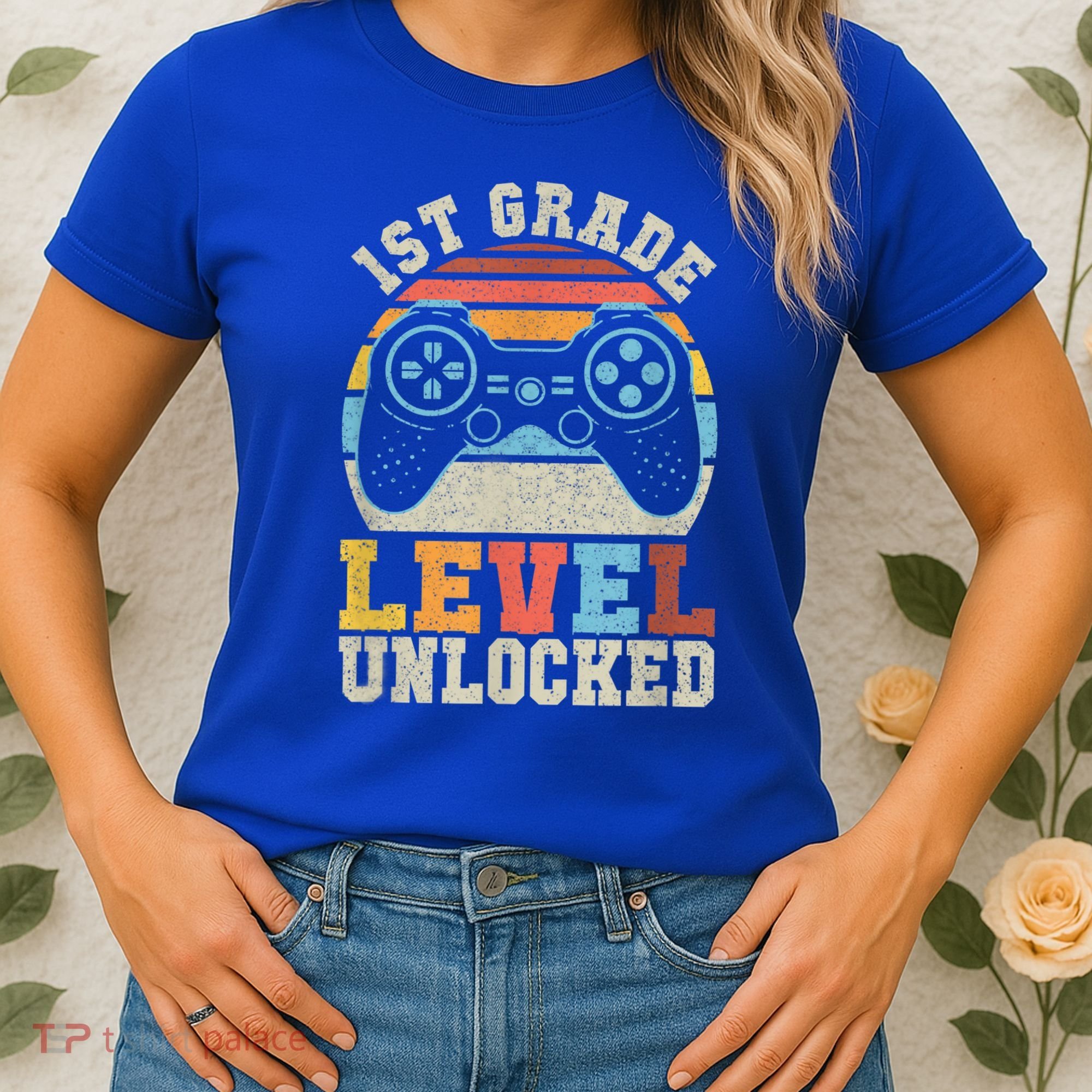 First Grade Level Unlocked Gamer 1st Day Of School Boys Women's T-Shirt