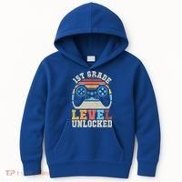 First Grade Level Unlocked Gamer 1st Day Of School Boys Kids Hoodie thumb 0
