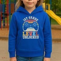 First Grade Level Unlocked Gamer 1st Day Of School Boys Kids Hoodie thumb 3