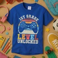 First Grade Level Unlocked Gamer 1st Day Of School Boys Kids T-Shirt thumb 3