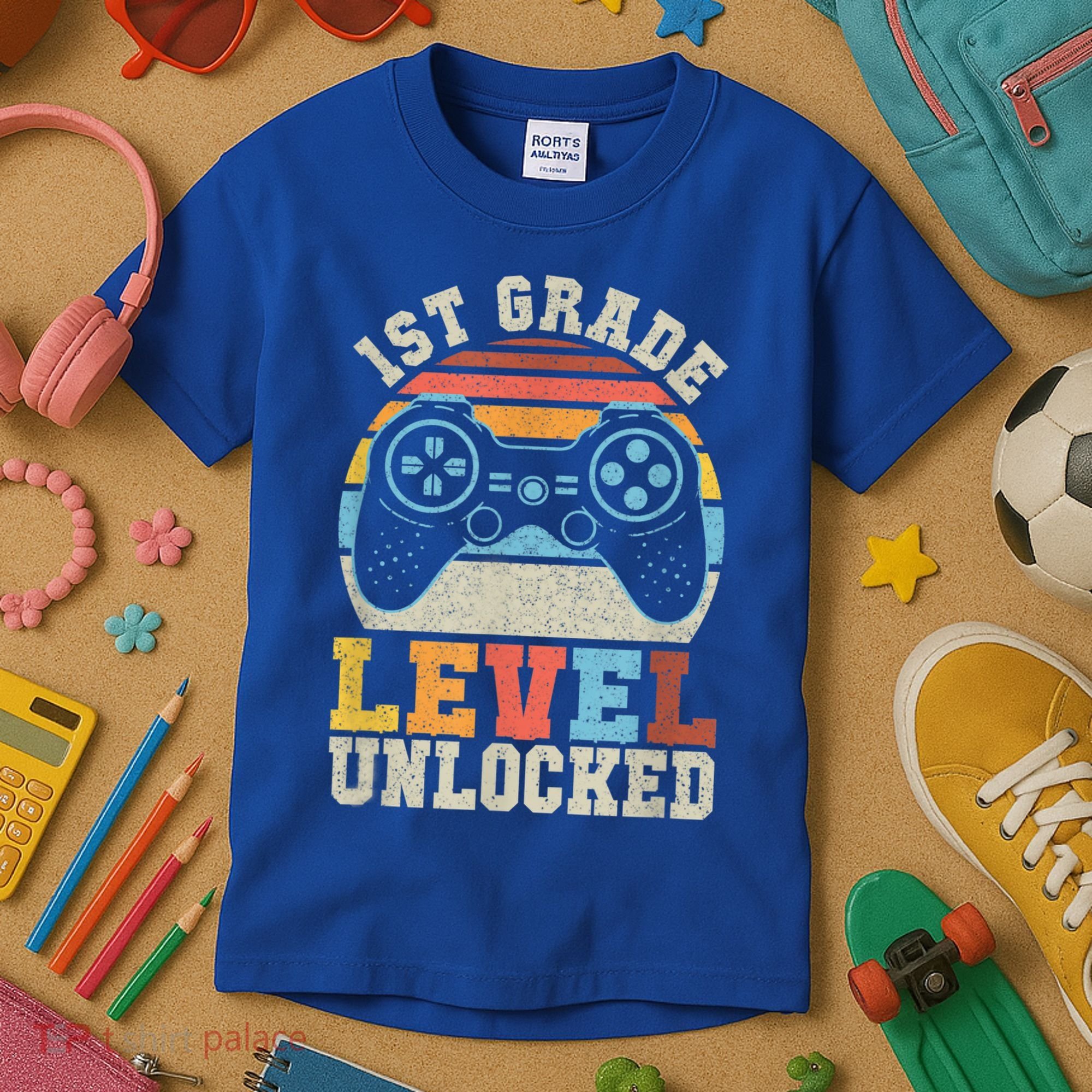 First Grade Level Unlocked Gamer 1st Day Of School Boys Kids T-Shirt
