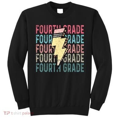 Fourth Grade Lightning Bolt Pencil Retro Teacher Sweatshirt
