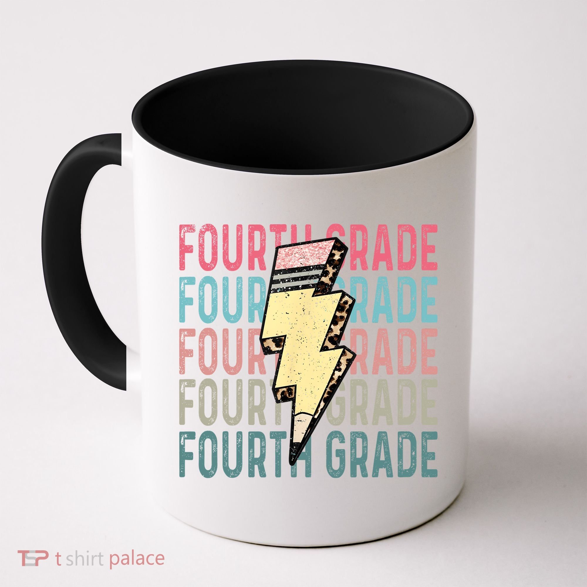 Fourth Grade Lightning Bolt Pencil Retro Teacher Coffee Mug