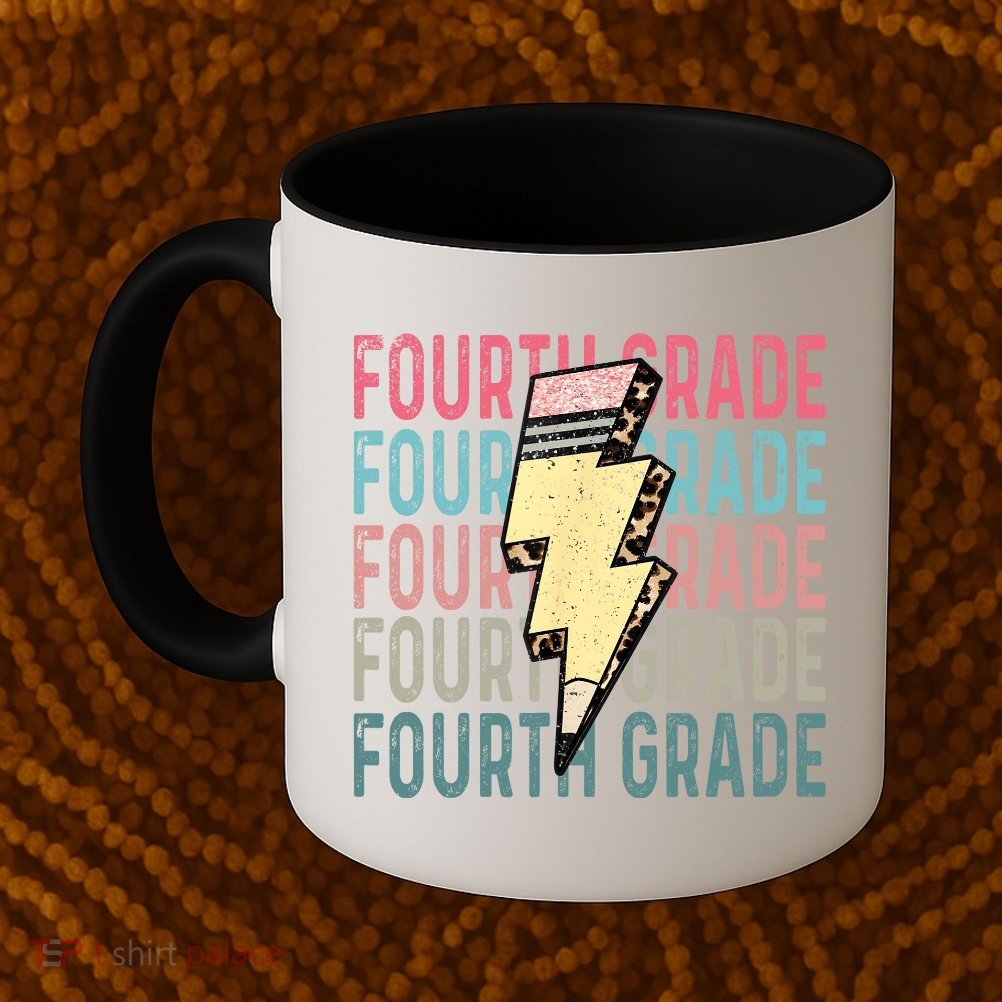 Fourth Grade Lightning Bolt Pencil Retro Teacher Coffee Mug