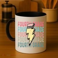 Fourth Grade Lightning Bolt Pencil Retro Teacher Coffee Mug thumb 4
