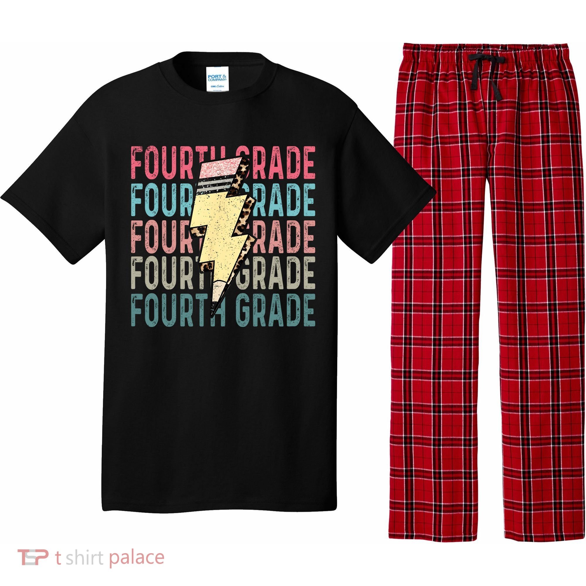 Fourth Grade Lightning Bolt Pencil Retro Teacher Pajama Set