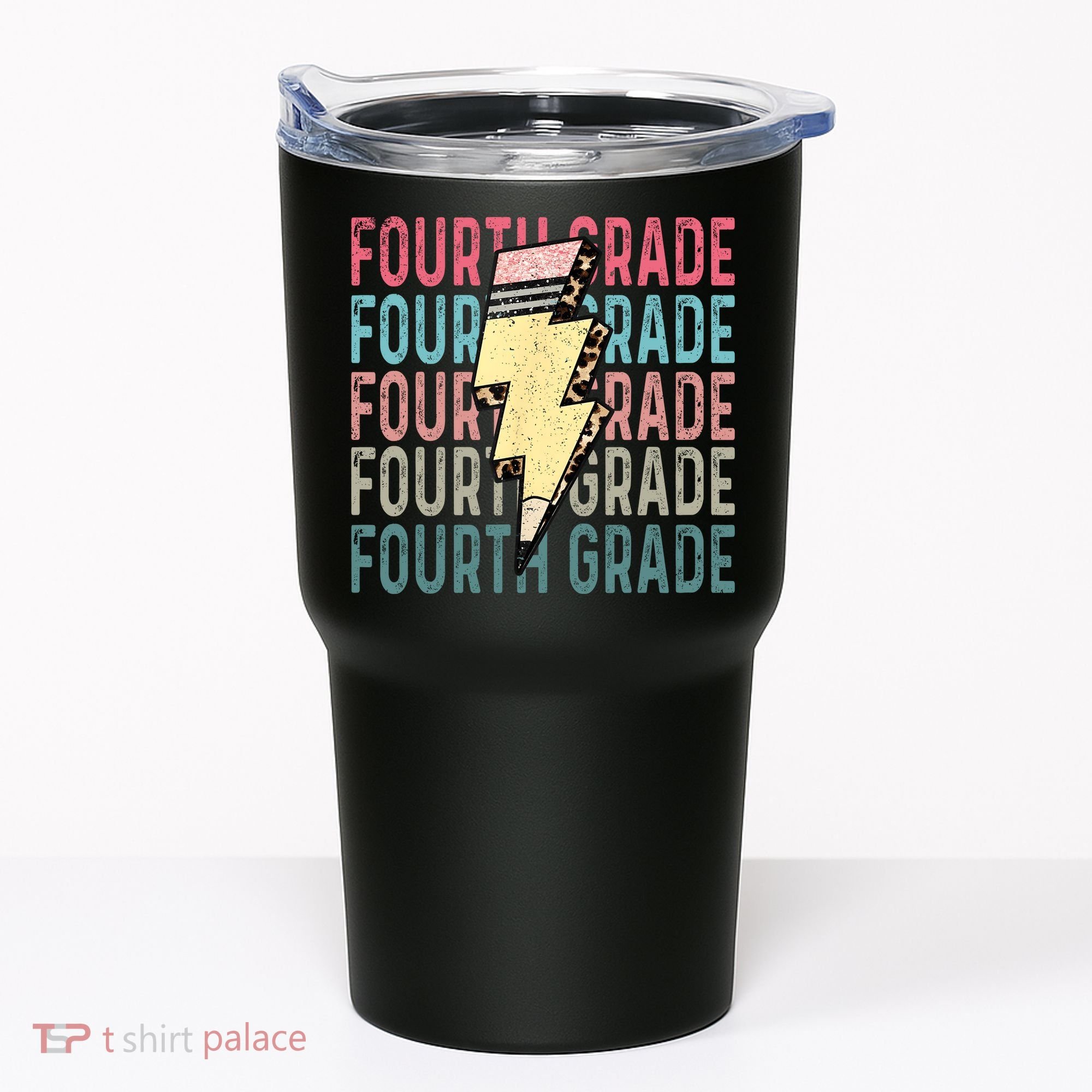 Fourth Grade Lightning Bolt Pencil Retro Teacher Tumbler