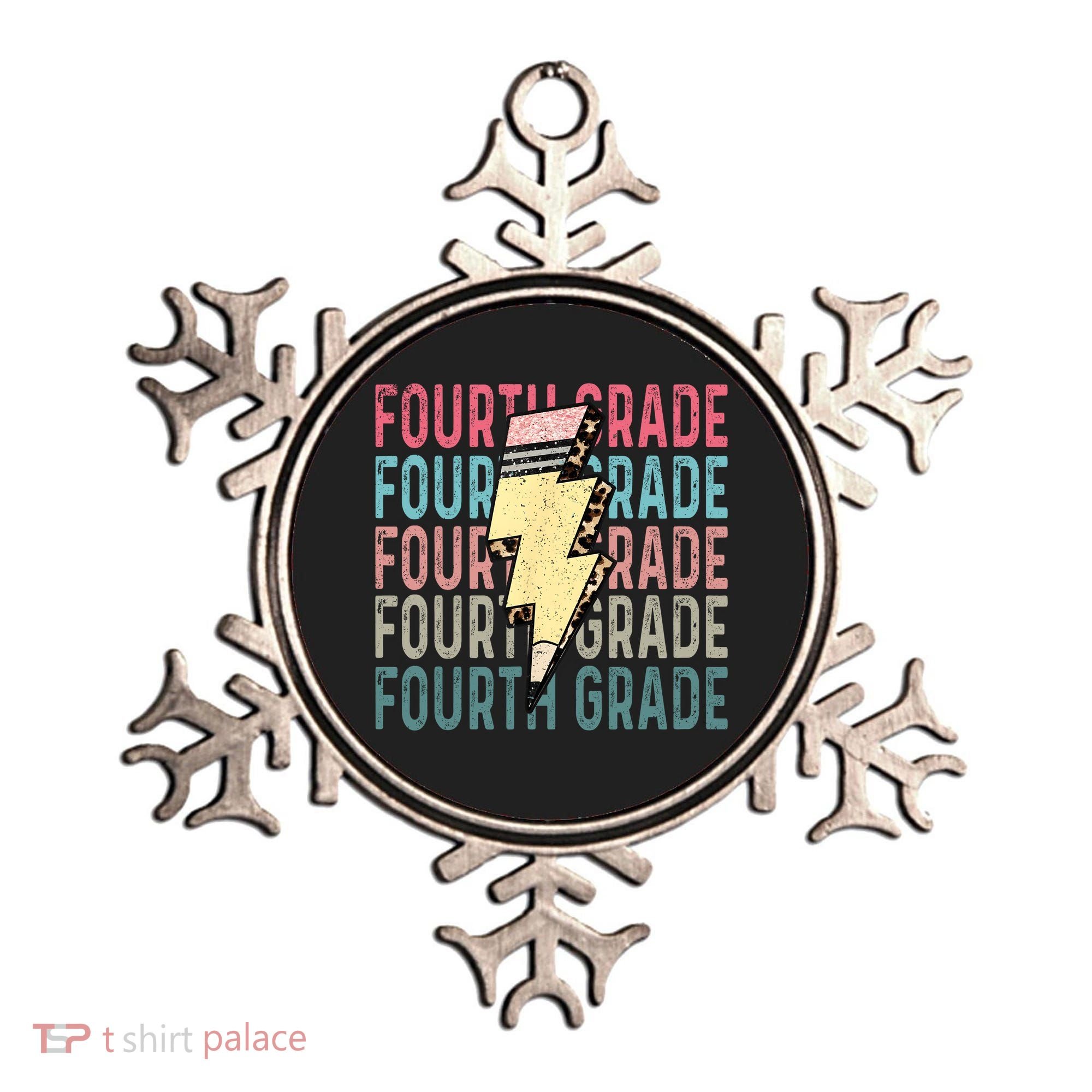 Fourth Grade Lightning Bolt Pencil Retro Teacher Ornament