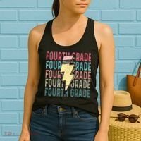 Fourth Grade Lightning Bolt Pencil Retro Teacher Women's Tank Top thumb 2