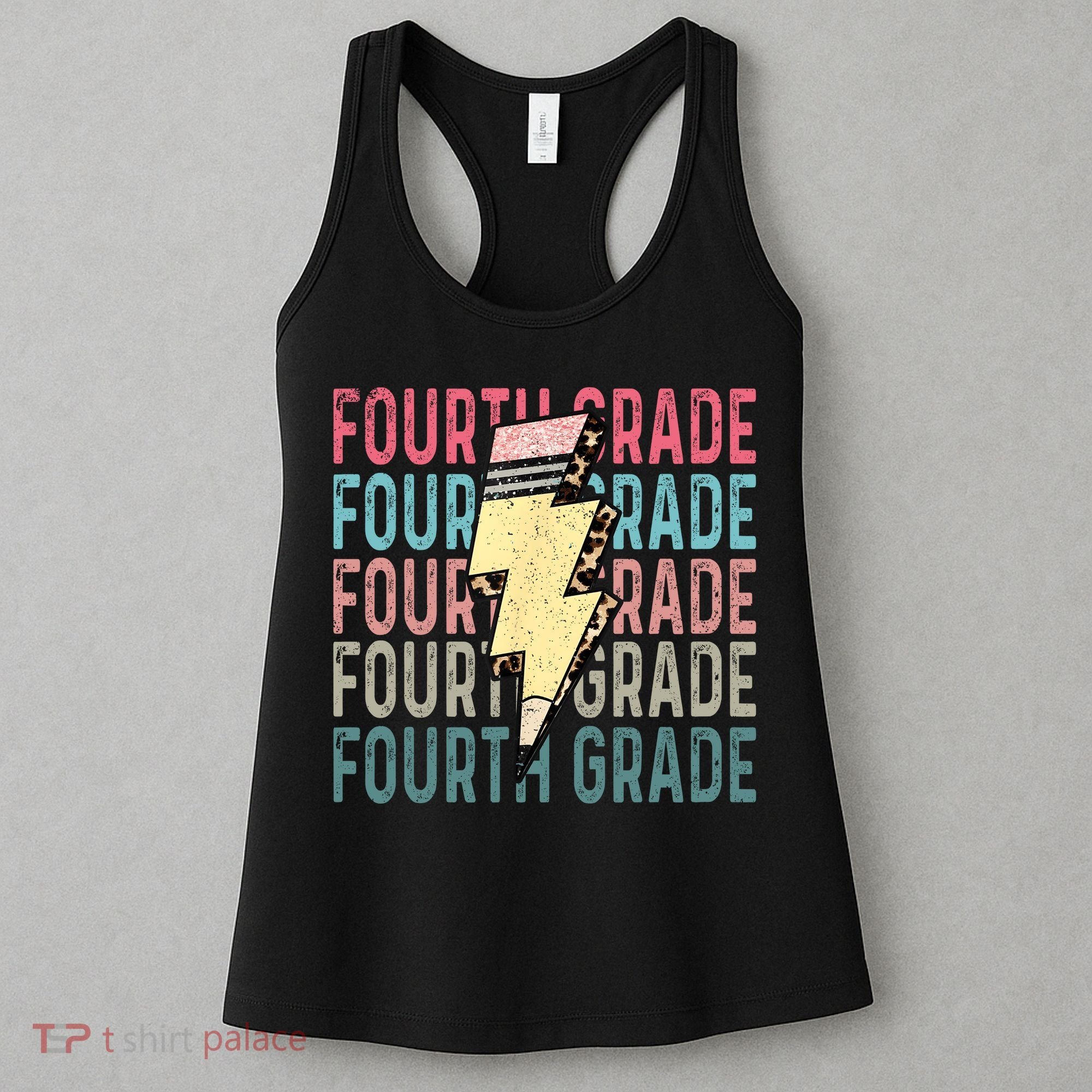 Fourth Grade Lightning Bolt Pencil Retro Teacher Women's Tank Top