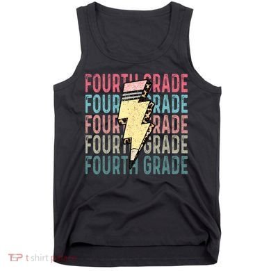 Fourth Grade Lightning Bolt Pencil Retro Teacher Tank Top