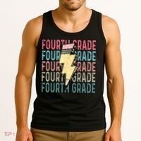 Fourth Grade Lightning Bolt Pencil Retro Teacher Tank Top thumb 3