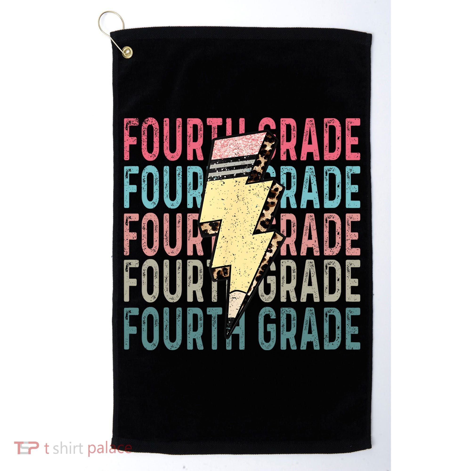Fourth Grade Lightning Bolt Pencil Retro Teacher Golf Towel