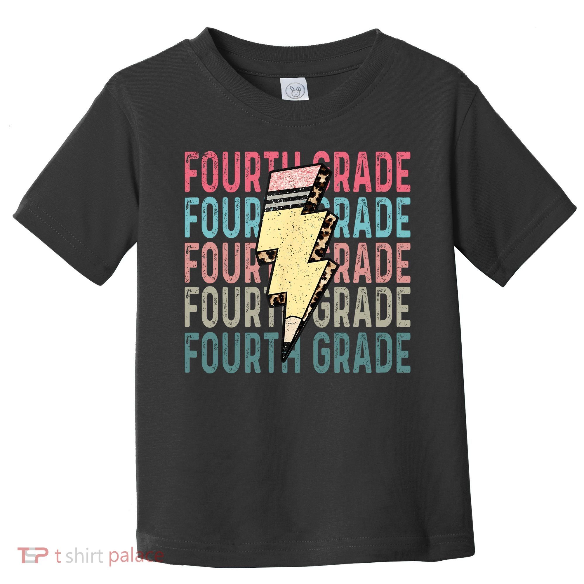 Fourth Grade Lightning Bolt Pencil Retro Teacher Toddler T-Shirt