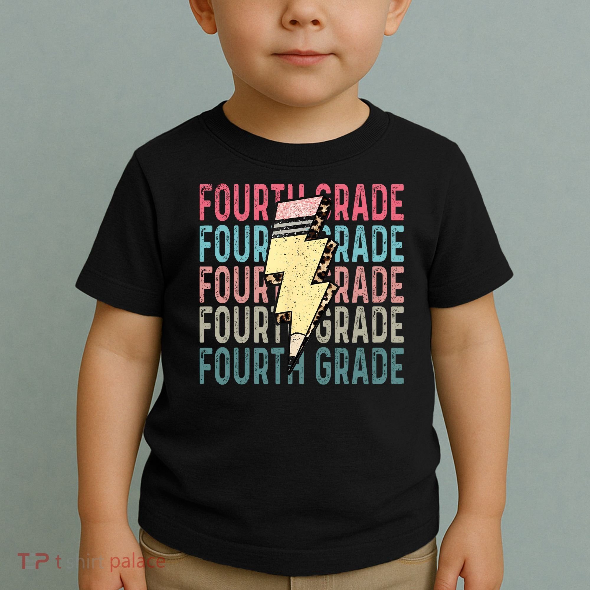 Fourth Grade Lightning Bolt Pencil Retro Teacher Toddler T-Shirt