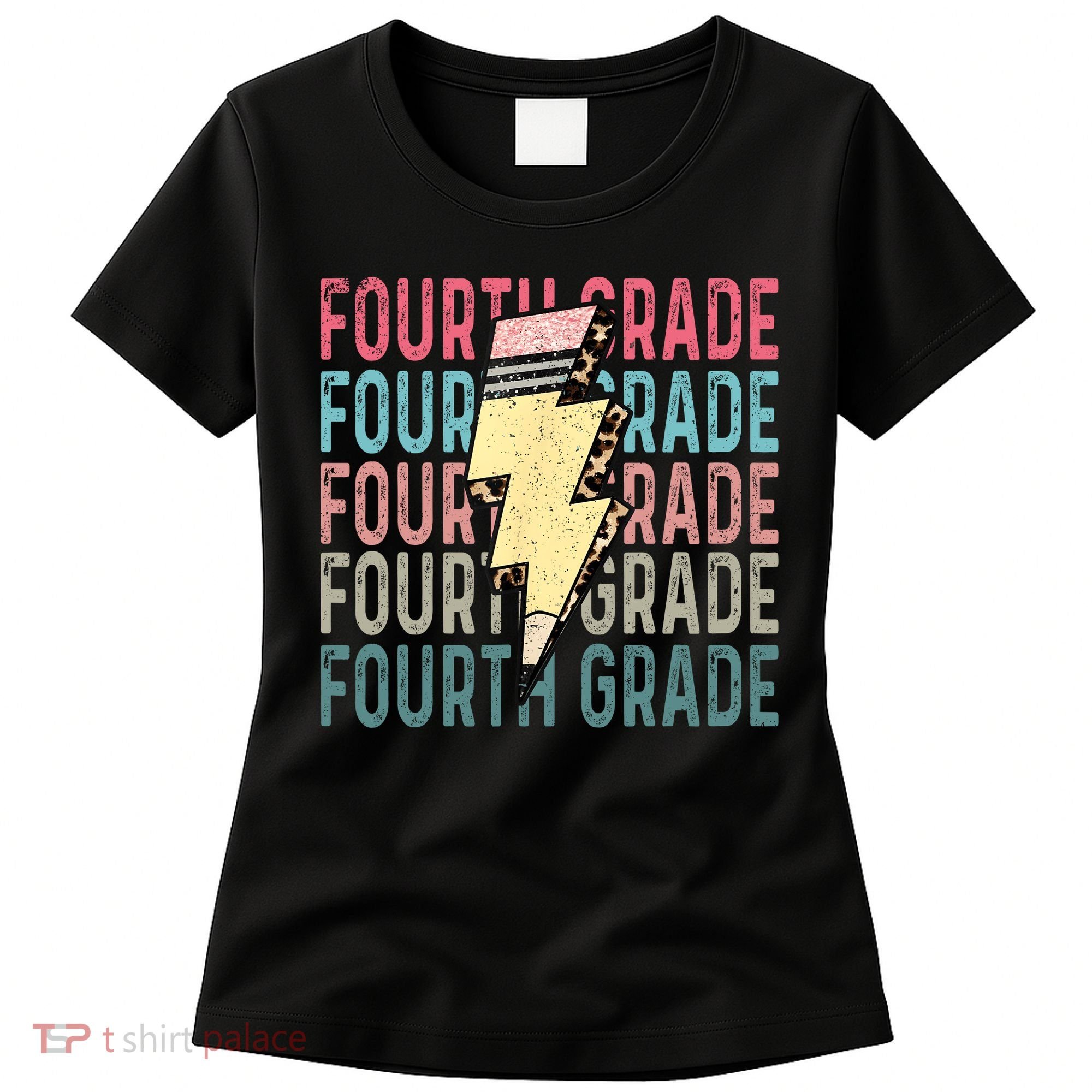 Fourth Grade Lightning Bolt Pencil Retro Teacher Women's T-Shirt