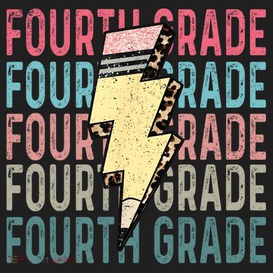 Fourth Grade Lightning Bolt Pencil Retro Teacher Kids Long Sleeve Plaid Pajama Set
