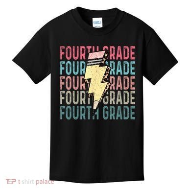 Fourth Grade Lightning Bolt Pencil Retro Teacher Kids T-Shirt
