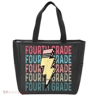 Fourth Grade Lightning Bolt Pencil Retro Teacher Tote Bag