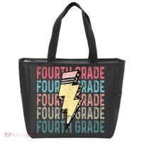 Fourth Grade Lightning Bolt Pencil Retro Teacher Tote Bag thumb 0