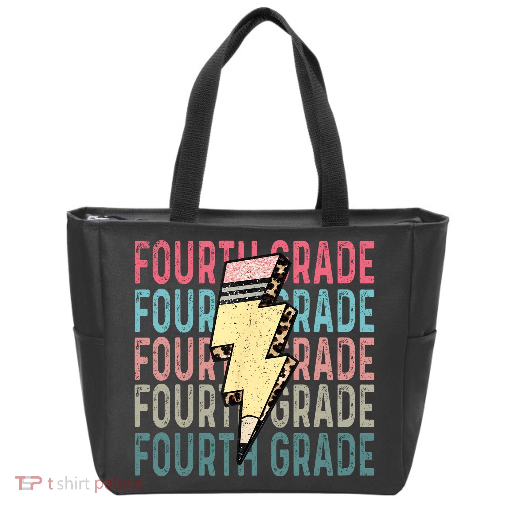 Fourth Grade Lightning Bolt Pencil Retro Teacher Tote Bag