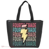 Fourth Grade Lightning Bolt Pencil Retro Teacher Tote Bag thumb 0