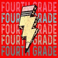 Fourth Grade Lightning Bolt Pencil Retro Teacher Santa Hat thumb 1