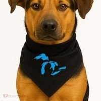 Five Great Lakes American Midwest Native Fresh Water USA-Made Doggie Bandana thumb 1