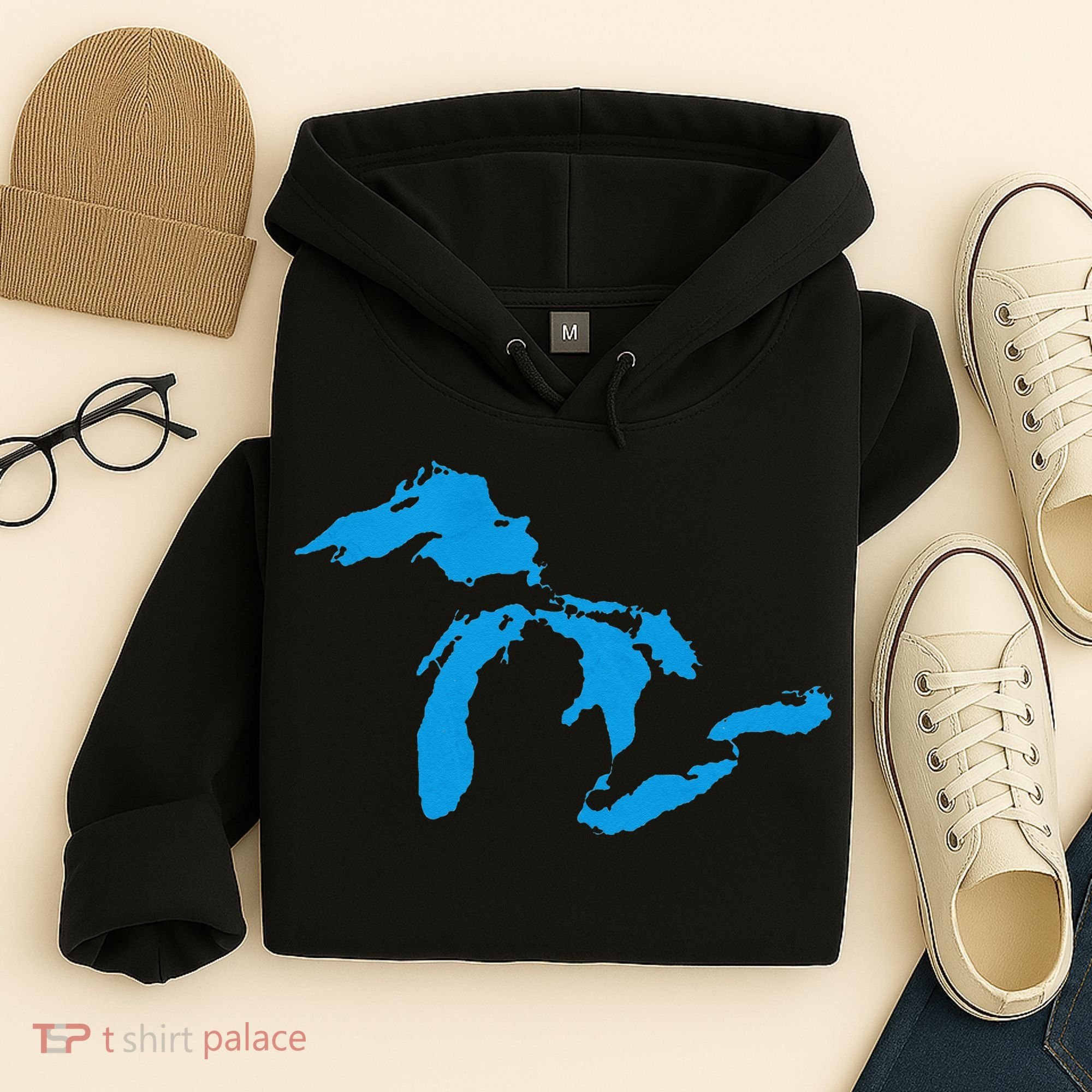 Five Great Lakes American Midwest Native Fresh Water Hoodie