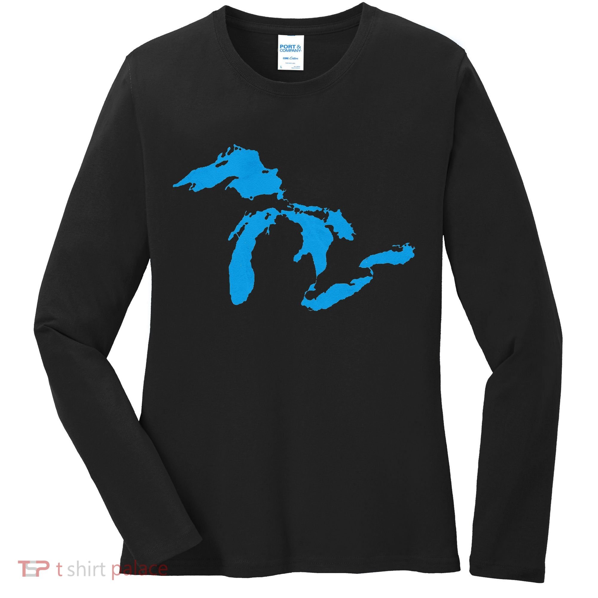Five Great Lakes American Midwest Native Fresh Water Women's Long Sleeve Shirt