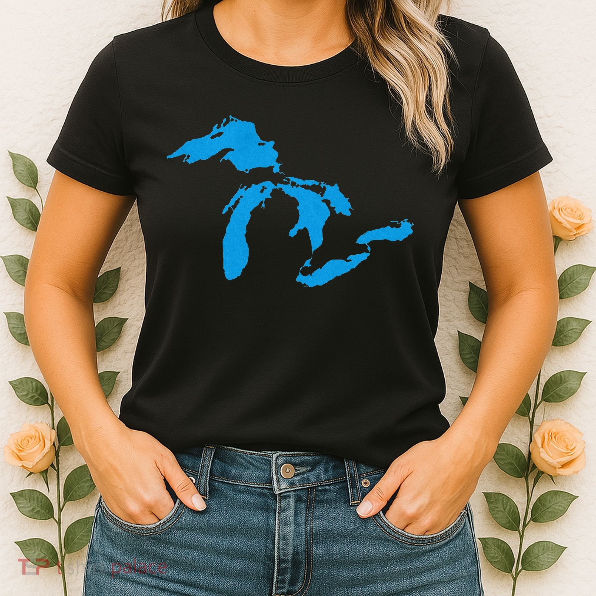 Five Great Lakes American Midwest Native Fresh Water Women's T-Shirt