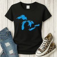 Five Great Lakes American Midwest Native Fresh Water Women's T-Shirt thumb 3