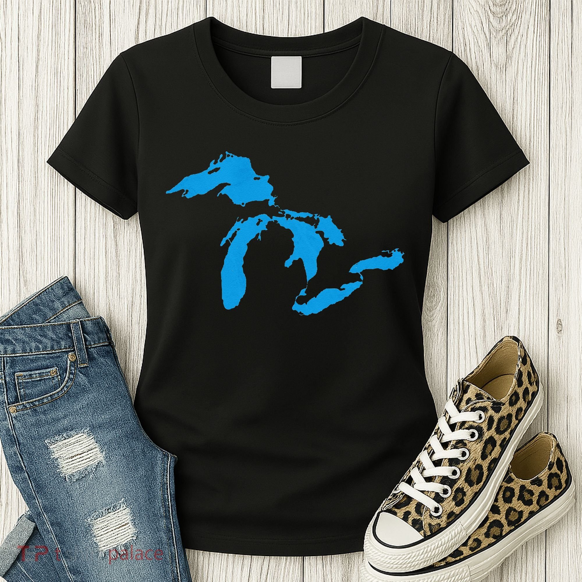 Five Great Lakes American Midwest Native Fresh Water Women's T-Shirt