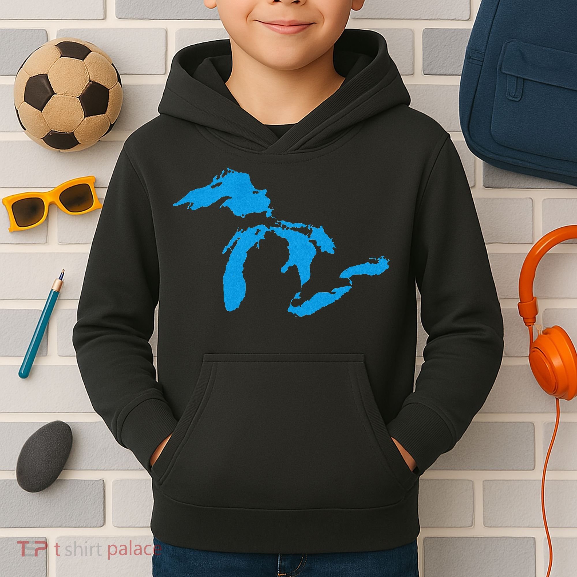 Five Great Lakes American Midwest Native Fresh Water Kids Hoodie