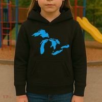 Five Great Lakes American Midwest Native Fresh Water Kids Hoodie thumb 3