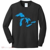 Five Great Lakes American Midwest Native Fresh Water Kids Long Sleeve Shirt thumb 0