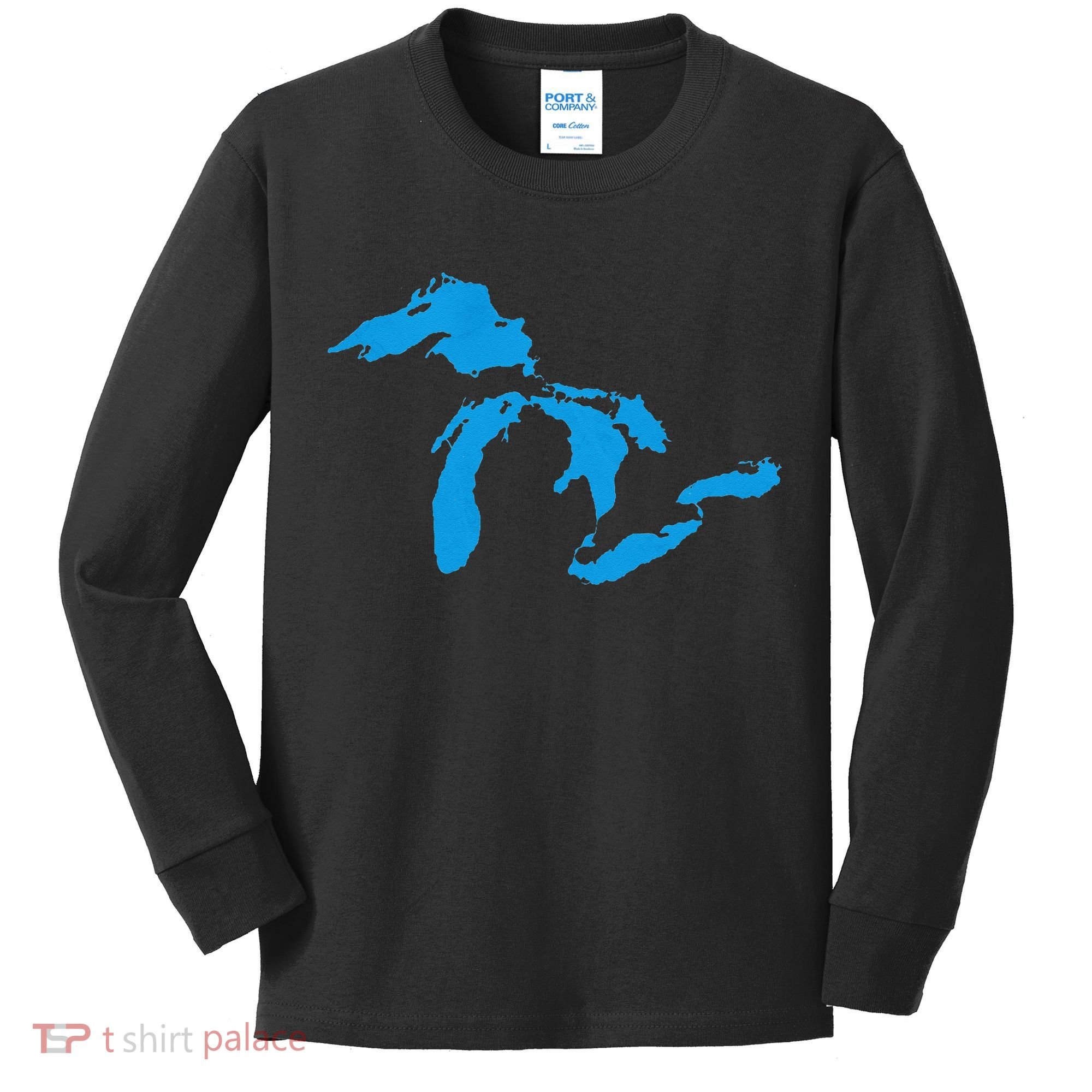Five Great Lakes American Midwest Native Fresh Water Kids Long Sleeve Shirt