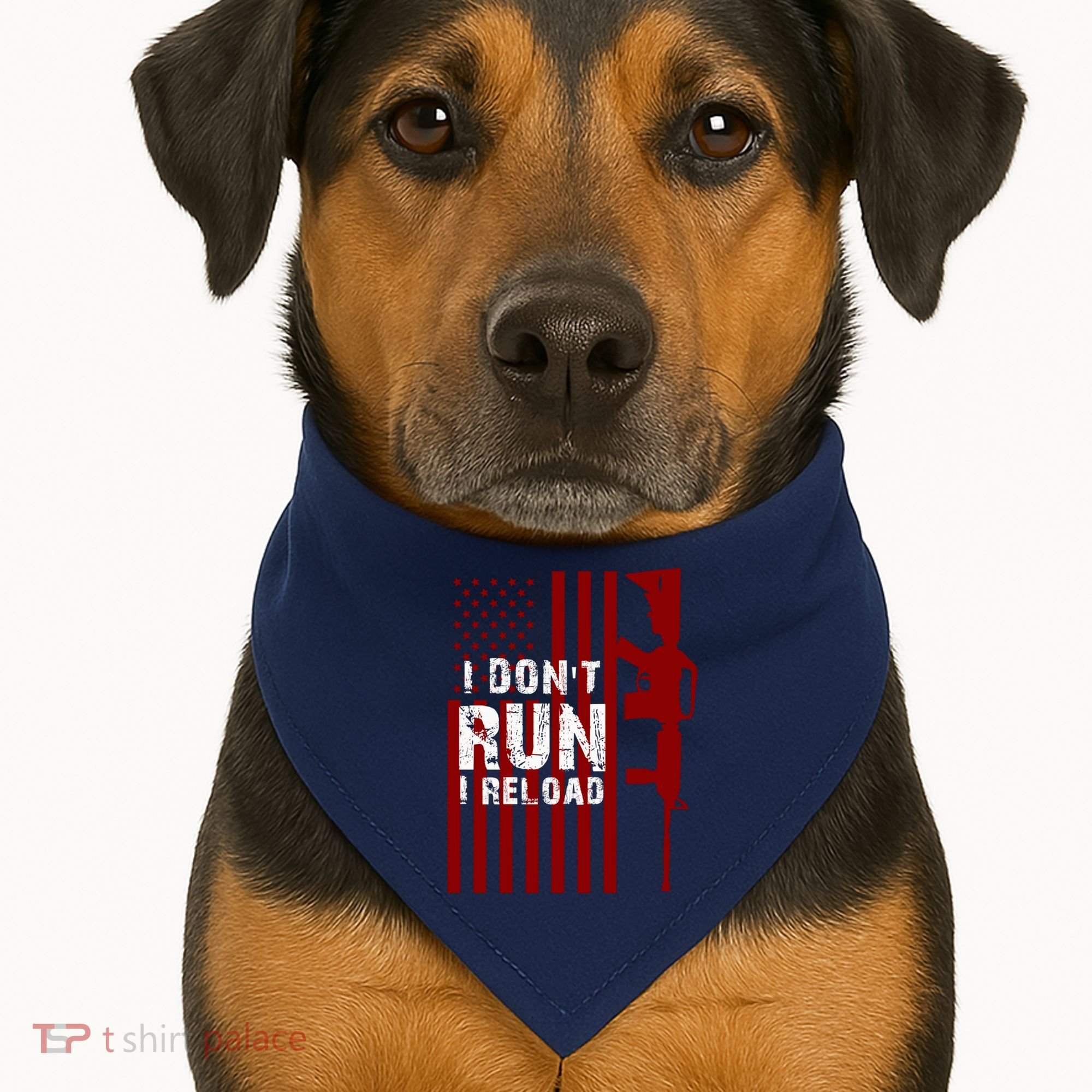 Funny Gun Lovers I Don't Run I Reload Gun Owners US Flag USA-Made Doggie Bandana